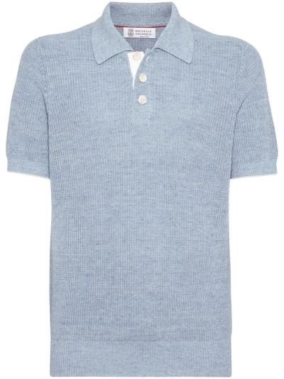 mèlange ribbed-knit polo shirt