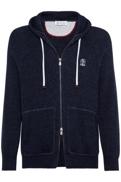 ribbed-knit zip-up sweatshirt