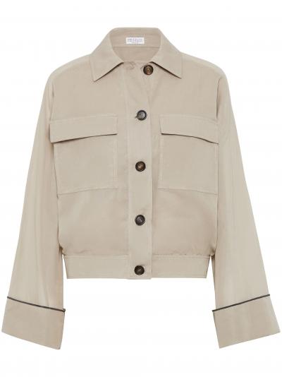 Monili-embellished cotton blouson jacket
