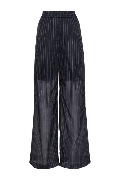 pinstriped semi-sheer trousers