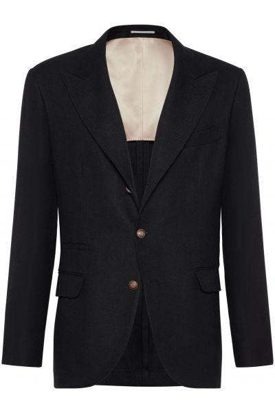 peak-lapels linen-blend blazer