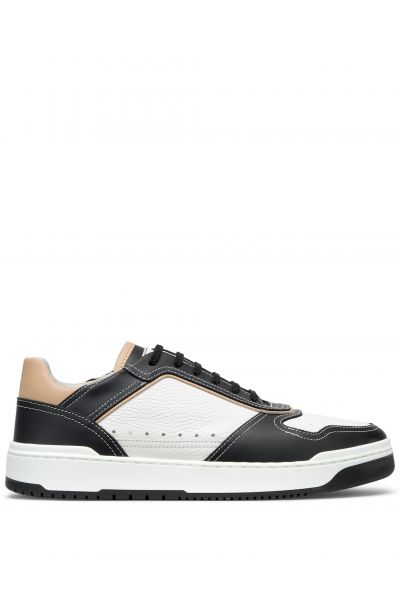 colour-block panelled leather sneakers