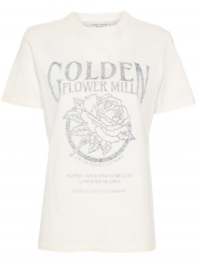 distressed logo-print cotton T-shirt