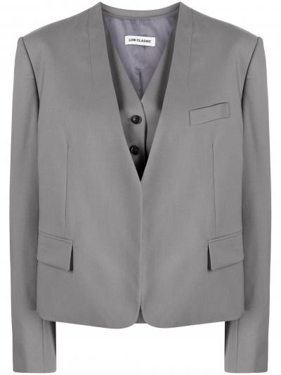 V-neck wool vest and blazer set