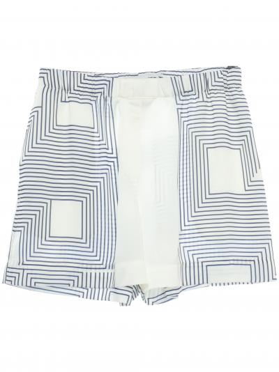 geometric-print satin-finish shorts