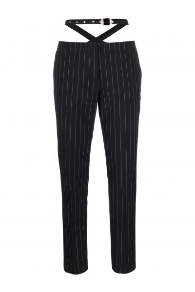 cut-out pinstriped tailored trousers