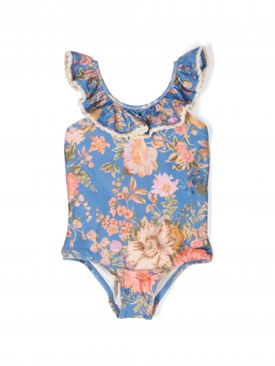 August floral-print ruffled swimsuit