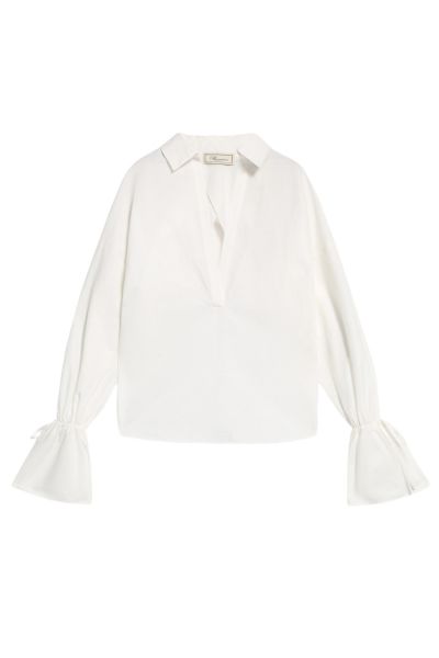 Polo neck blouse in poplin