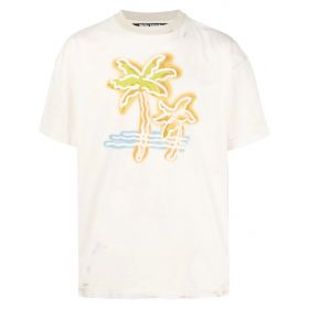 PALM ANGELS: cotton T-shirt with printed logo - White  PALM ANGELS t-shirt  PMAA089F23JER002 online at